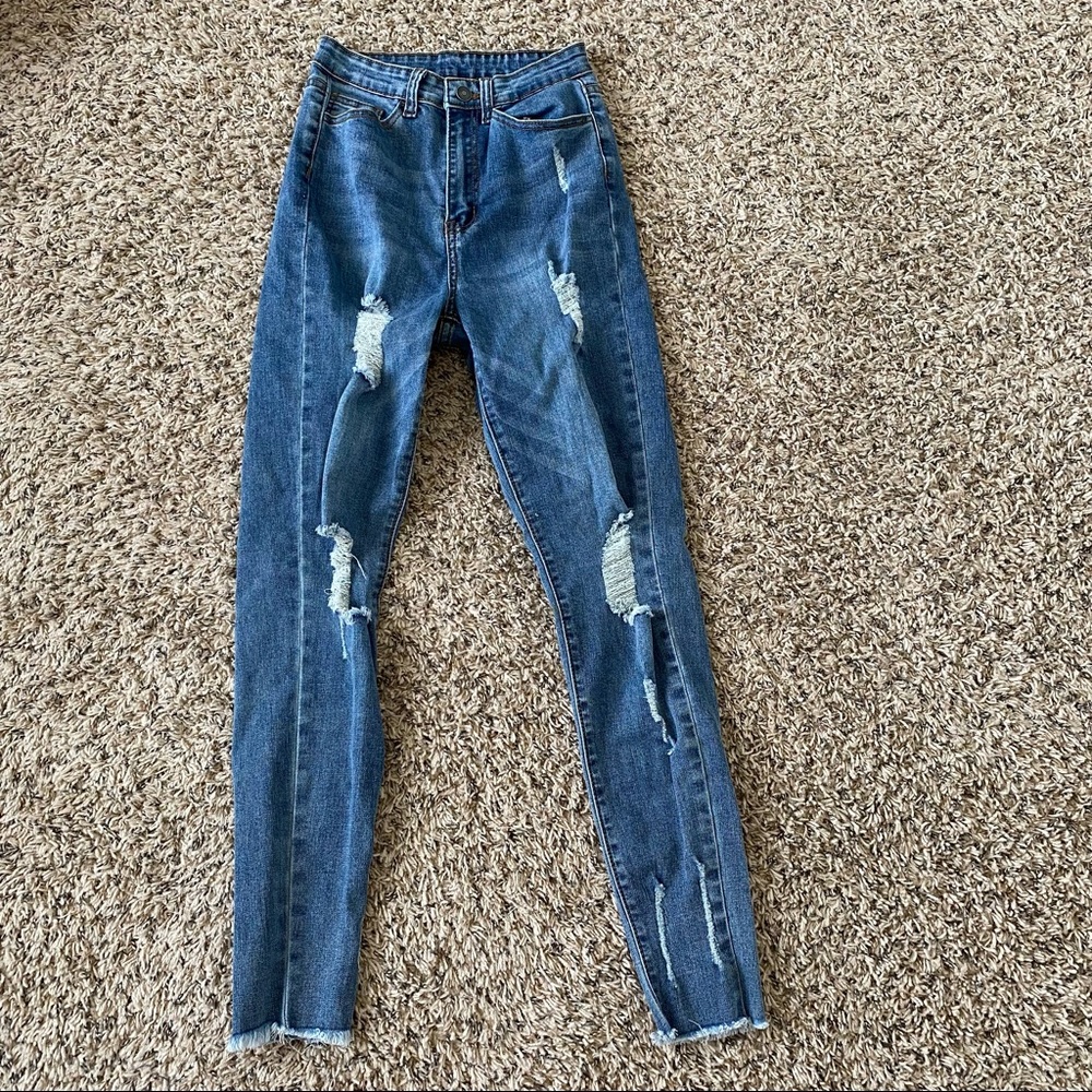 SHEIN XS blue ripped jeans